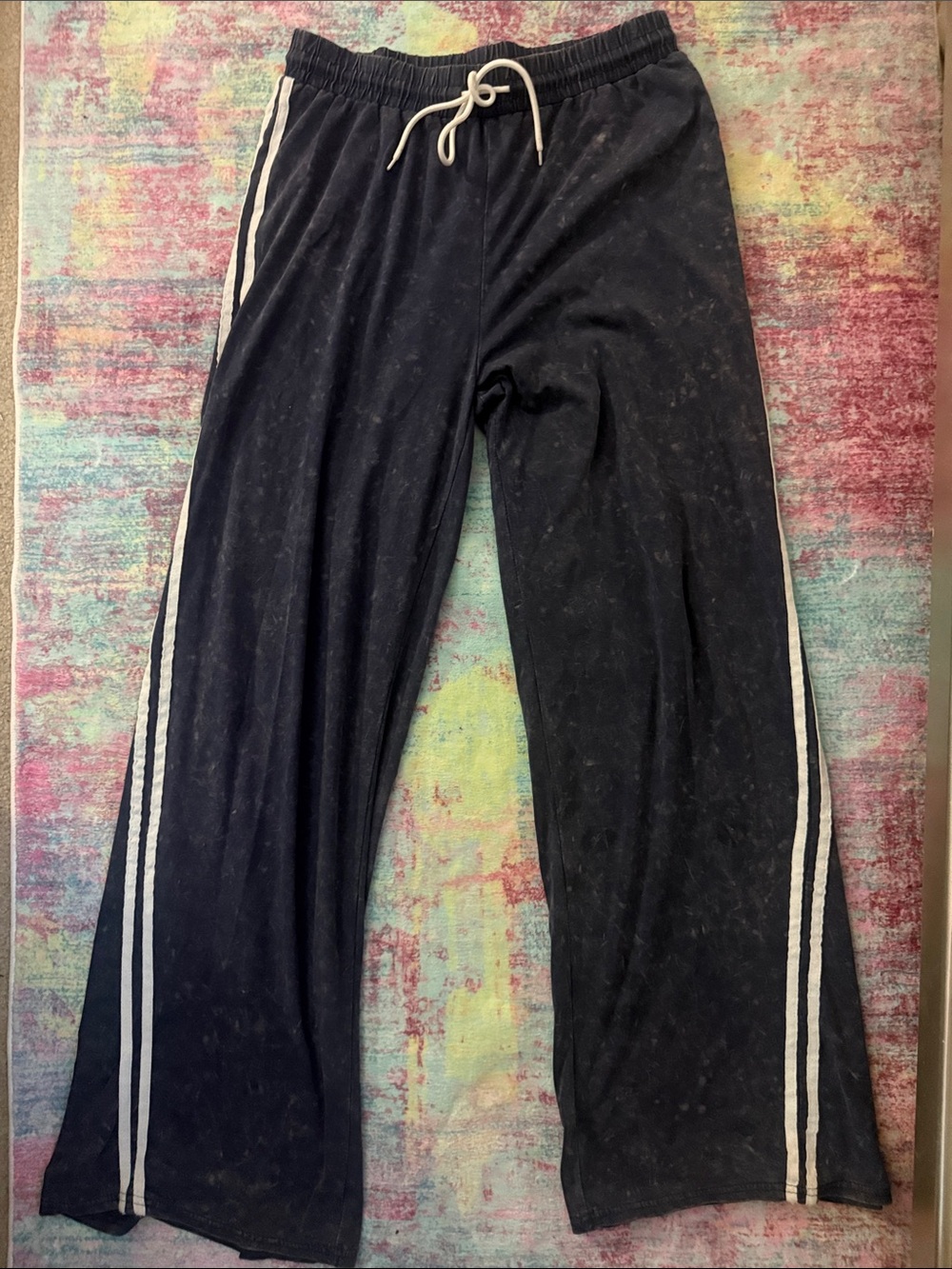 Daisy Black Sweatpants with White Side Stripes